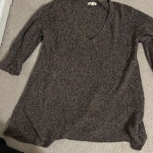 Eileen Fisher Linen V-Neck Sweater - black/cream/brown